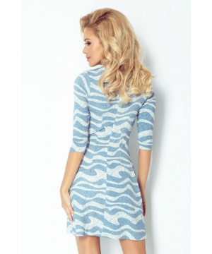 Къса рокля с принт на сини вълни от Numoco