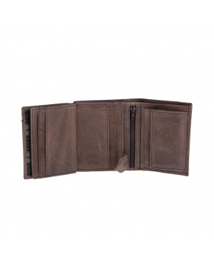 Мъжки кожен портфейл DuDu Bags в тъмнокафяв цвят