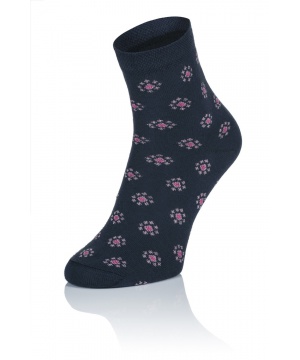 Дамски къси чорапи в тъмносиньо с цветни мотиви от Envie