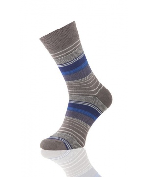 Бежови мъжки чорапи на сини и бели райета от Envie