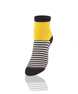 Къси дамски чорапи в черно и жълто с райета от Envie