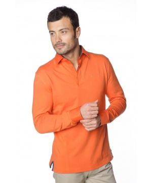 Поло блуза в оранжево с контрастни детайли от Gazoil
