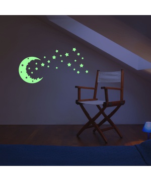 Стикер Луна и звезди със светлинен ефект през нощта от Ambiance