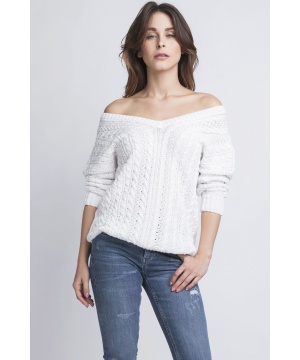 Плетен пуловер от MKM Knitwear в бял цвят