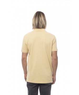Поло тениска в цвят ванилия с бродирано лого от Trussardi