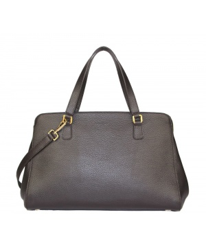 Стилна кожена чанта в тъмнокафяв цвят от Poon