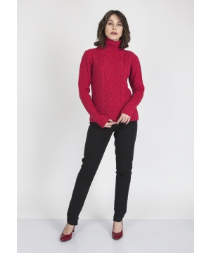 Пуловер в малинен нюанс с висока яка от MKM Knitwear
