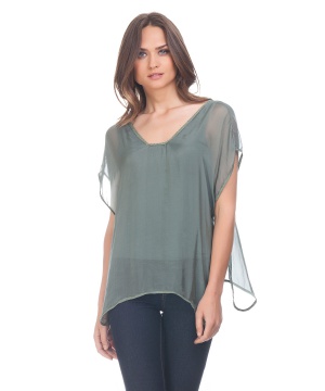 Копринена блуза в зелен нюанс от Laura Moretti