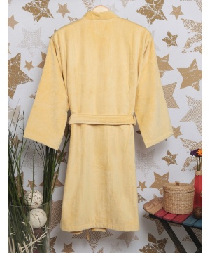 Памучен халат за баня в жълт нюанс от Bathy