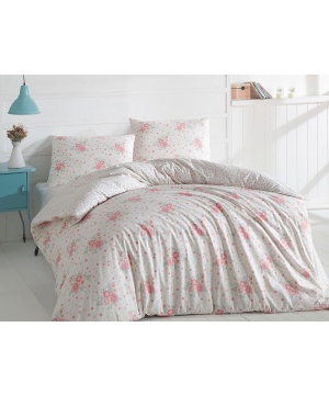 Спален комплект Marie Claire в светла гама с розови цветя