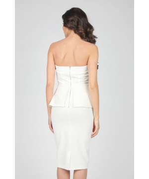 Елегантна рокля с пеплум от Grazia в бяло