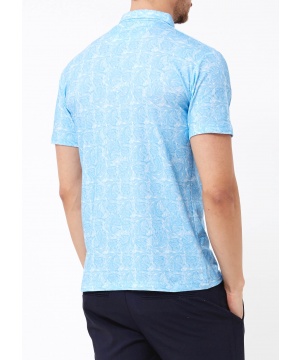 Поло тениска с принт в светло синьо от ADZE