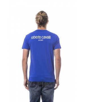 Тениска с принт от Roberto Cavalli в кралско синьо