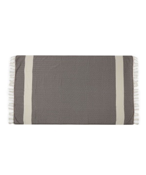 Памучна кърпа от Eponj Home с ресни и райета в кафява гама