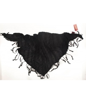 Памучен шал ресни в черен цвят от Biston